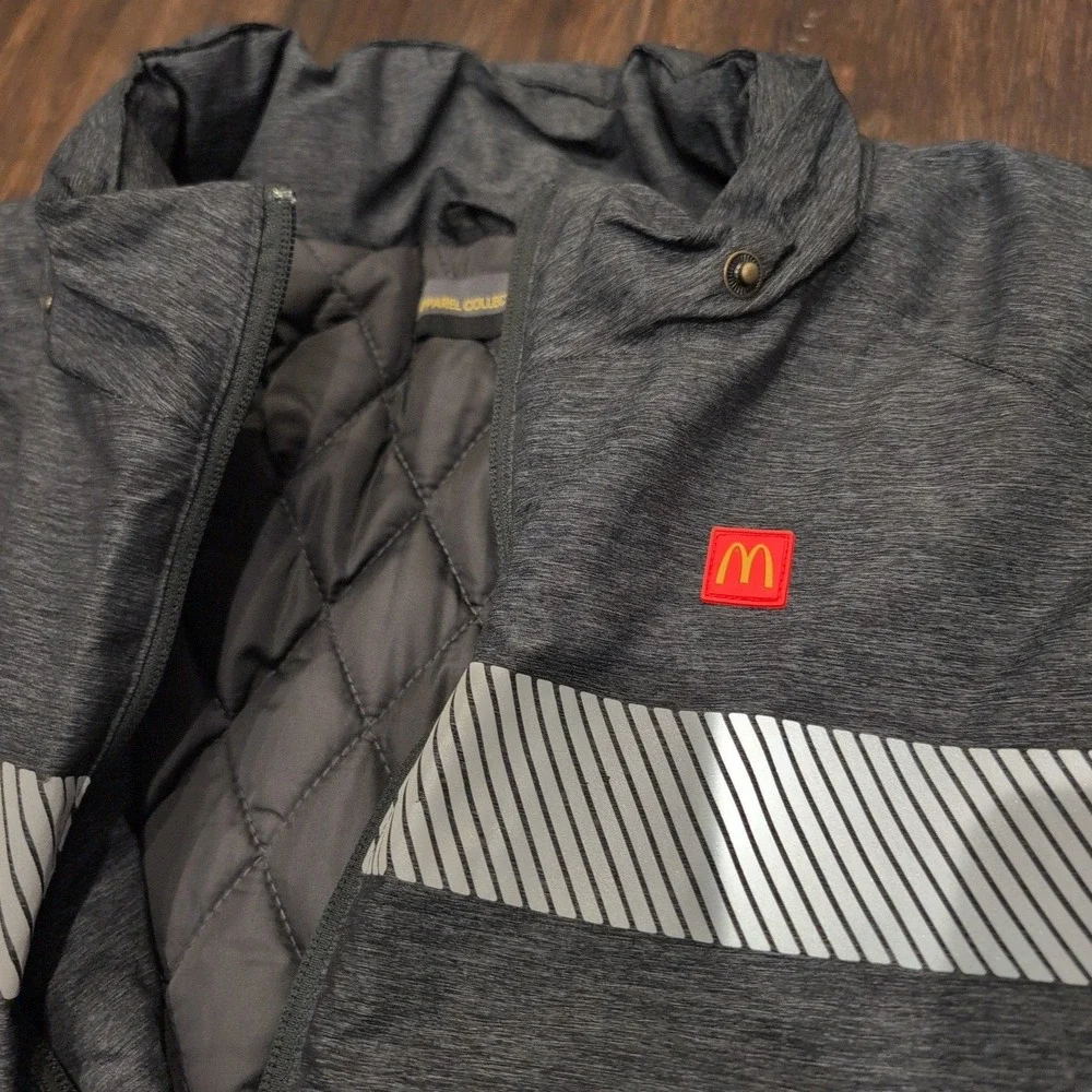 McDonalds Team Jacket Mens XL Charcoal Gray Quilted Lined Zip Up‎ Workwear